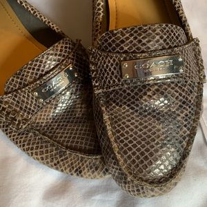 Coach New York Fredrica loafer gray snake skin silver tag size 8 comfortable
